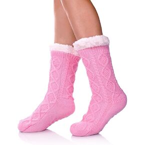 SDBING Women's Slipper Socks with Grippers Soft Cozy Fleece Lined Socks Winter Warm Fuzzy Non Slip Socks for Women in Kuwait