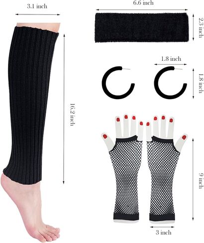 Kingfancy المرأة هدية الكريسماس 80s حفلة زي اكسسوارات مجموعة النيون القوطي مضلع متماسكة الرياضة اليوغا جوارب السيقان in Kuwait