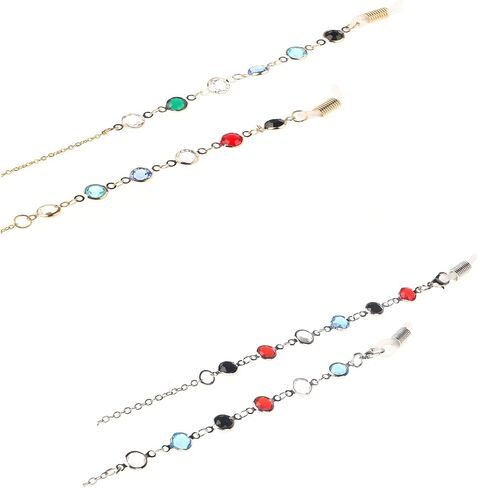 YUANST 2Pcs Colorful Rhinestone Eyeglass Chain, Eyeglasses String Holder Glasses Lanyard Eyeglass Holders Around Neck in Kuwait