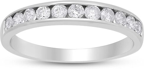Jewelili Sterling Silver 1/2 Cttw Natural White Round Diamonds Anniversary Ring, Size 7 in Saudi Arabia