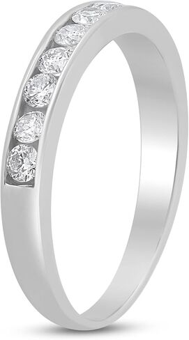Jewelili Sterling Silver 1/2 Cttw Natural White Round Diamonds Anniversary Ring, Size 7 in Saudi Arabia