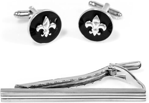 زوج من أزرار الأكمام من MRCUFF Fleur De Lis في علبة هدايا العرض التقديمي وقماش التلميع... in Saudi Arabia