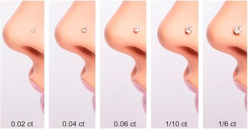 قرط انف مرصع بالألماس 0.06 قيراط من الذهب الأبيض عيار 14 قيراط مرصع ببرغي خلفي ملولب داخليًا عالي اللون in Kuwait