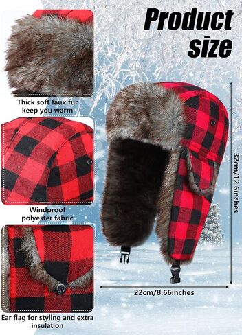 6 قطع النمط الروسي الصياد أوشنكا قبعة لامبرجاك نمط اسكيمو قبعة سميكة جندي الرجال النساء بومبر القبعات الشتاء مقاومة للماء والرياح مع اللسان الأذن، ألوان متنوعة، 0, ألوان متنوعة, 0 in Kuwait