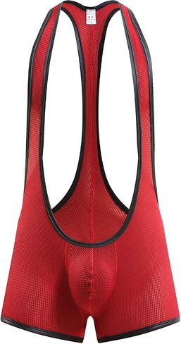 Swbreety Men's One-Piece Mesh Bodysuit Jockstrap Wrestling Singlet Underwear in Kuwait