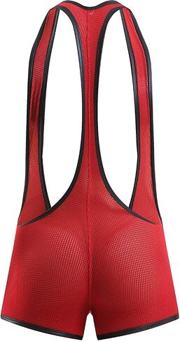 Swbreety Men's One-Piece Mesh Bodysuit Jockstrap Wrestling Singlet Underwear in Kuwait