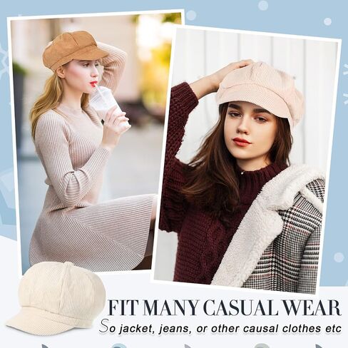 Cindeer 6 Pieces Newsboy Hats for Women Octagonal Beret Hats Corduroy Cabbie Painter Cap Retro Baker Boy Hat for Ladies Girls Winter Fall Spring, 6 Colors in Saudi Arabia