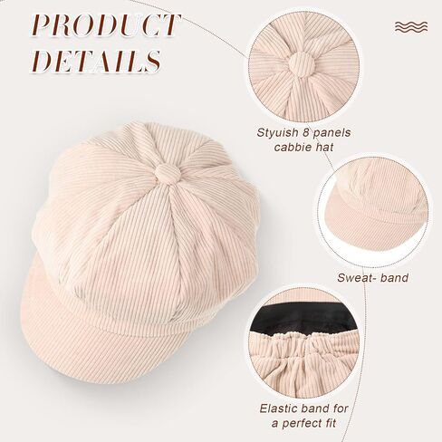 Cindeer 6 Pieces Newsboy Hats for Women Octagonal Beret Hats Corduroy Cabbie Painter Cap Retro Baker Boy Hat for Ladies Girls Winter Fall Spring, 6 Colors in Saudi Arabia