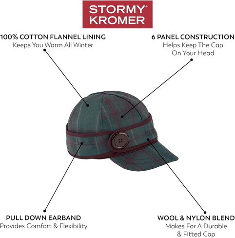 Stormy Kromer Button Up Cap - Decorative Wool Hat with Earflap, Cold Weather Gear, Warm in Saudi Arabia