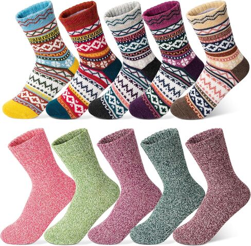 Taotique Winter Warm Socks, 10 Pairs Women Wool Socks for Winter Soft and Thick Knit Cozy Crew Socks Christmas Gift Socks in Saudi Arabia