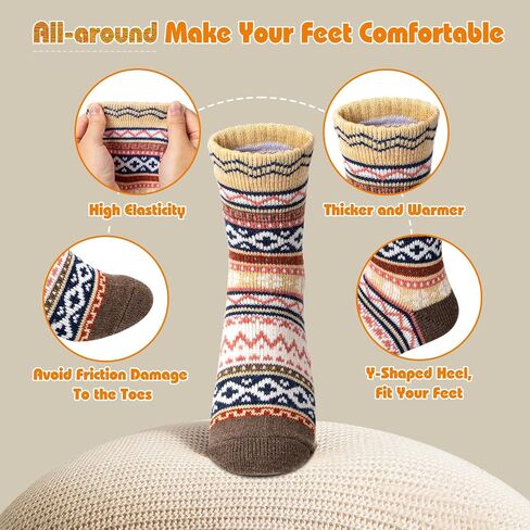 Taotique Winter Warm Socks, 10 Pairs Women Wool Socks for Winter Soft and Thick Knit Cozy Crew Socks Christmas Gift Socks in Saudi Arabia