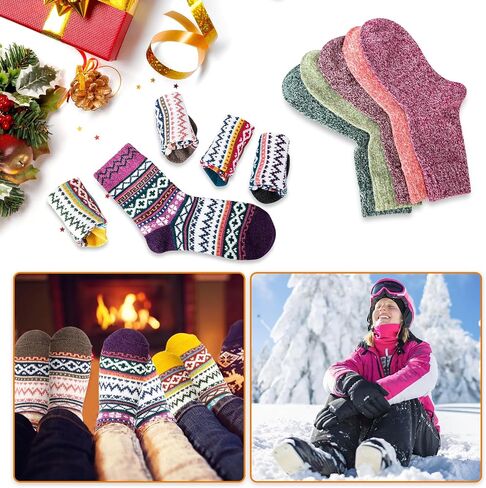 Taotique Winter Warm Socks, 10 Pairs Women Wool Socks for Winter Soft and Thick Knit Cozy Crew Socks Christmas Gift Socks in Saudi Arabia