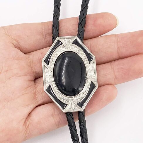 SELOVO Genuine Leather Rhinestone Native American Cowboy Art Deco Women Mens Bolo Tie in Saudi Arabia