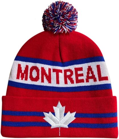 DianYu كندا مونتريال سيتي بوم قبعة قسط مابل ليف المطرزة التصحيح الشتاء لينة مونتريال قبعة متماسكة بوم قبعة قبعة in Kuwait