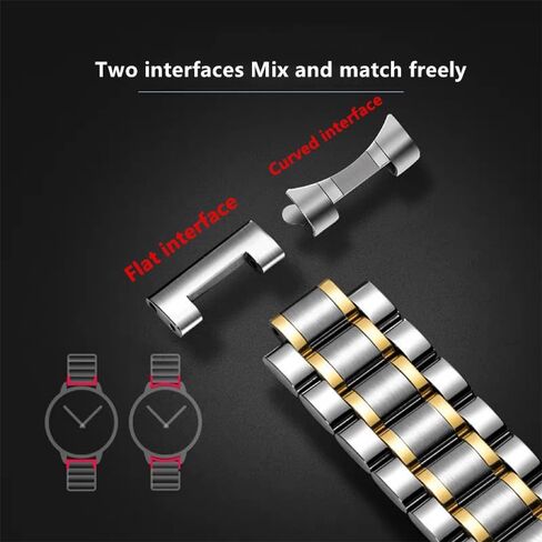 Nixiamy Stainless Steel Watch Bands Universal Metal Replacement Watch Straps for Men Women with Straight & Curved End 6 Sizes(16mm-22mm) 4 Colors(Gold,Sliver,Black,Gold-Silver Two Tone) in Saudi Arabia