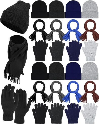 Liitrsh 24 Pcs Winter Beanie Hat Scarf Gloves Set for Women Men Unisex Winter Gloves for Homeless Donation Charity Care Bundle in Saudi Arabia