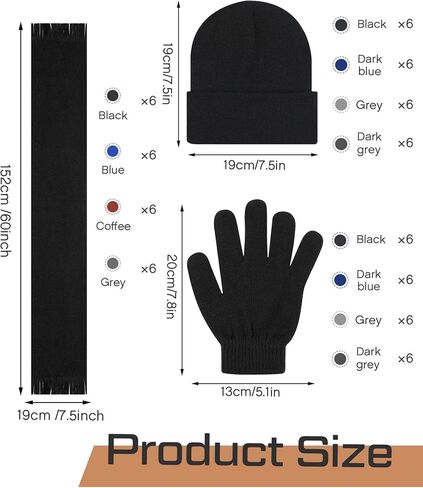 Liitrsh 72 Pcs Winter Beanie Hat Scarf Gloves Set for Women Men Unisex Winter Gloves for Homeless Donation Charity Care Bundle in Saudi Arabia