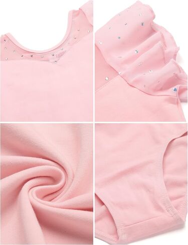 Zaclotre Girls Ruffle Sleeve Ballet Leotards Toddler Mesh Dance Leotard Sparkly Gymnastics Outfits in Kuwait