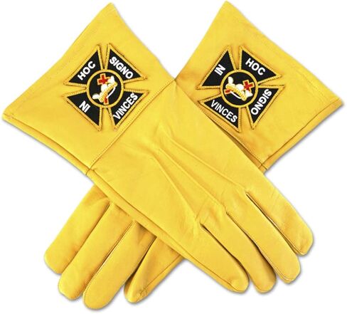 قفازات جلدية ماسونية من نايتس تمبلر - [اصفر]، اصفر، مقاس واحد in Kuwait