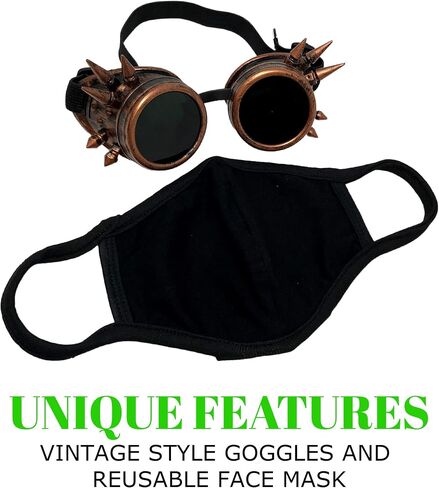 UMBRELLALABORATORY Steampunk Aviator Pilot motorcycle goggles Victorian vintage silver spiked welding Glasses for women men in Saudi Arabia