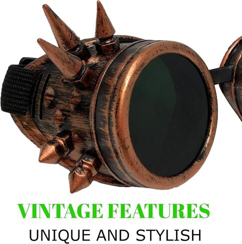 UMBRELLALABORATORY Steampunk Aviator Pilot motorcycle goggles Victorian vintage silver spiked welding Glasses for women men in Saudi Arabia