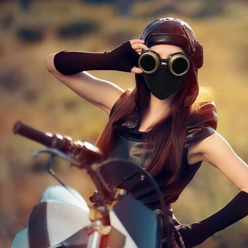 UMBRELLALABORATORY Steampunk Aviator Pilot motorcycle goggles Victorian vintage silver spiked welding Glasses for women men in Saudi Arabia