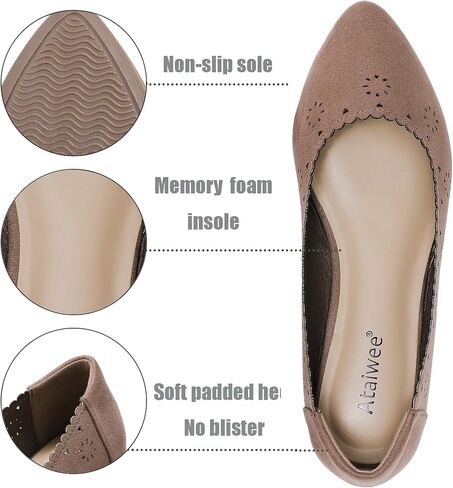 أحذية نسائية مسطحة واسعة من Ataiwee - أحذية صيفية للسيدات مدببة على شكل حرف T قابلة للتعديل. in Kuwait