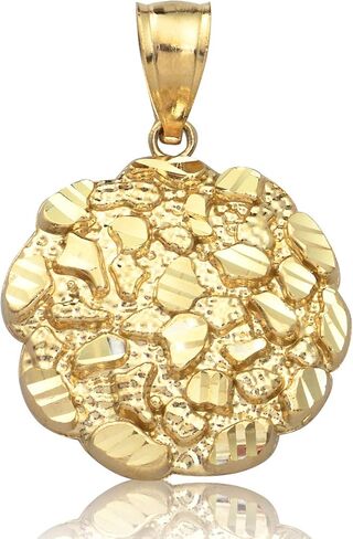 LoveBling 10K Yellow Gold Round Nugget Charm Pendant (1.11" x 0.78"), Metal in Saudi Arabia