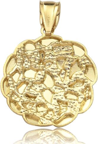 LoveBling 10K Yellow Gold Round Nugget Charm Pendant (1.11" x 0.78"), Metal in Saudi Arabia