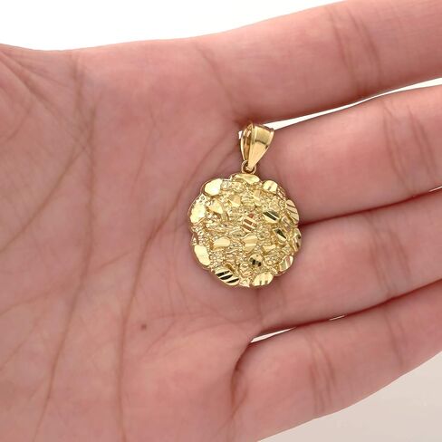 LoveBling 10K Yellow Gold Round Nugget Charm Pendant (1.11" x 0.78"), Metal in Saudi Arabia