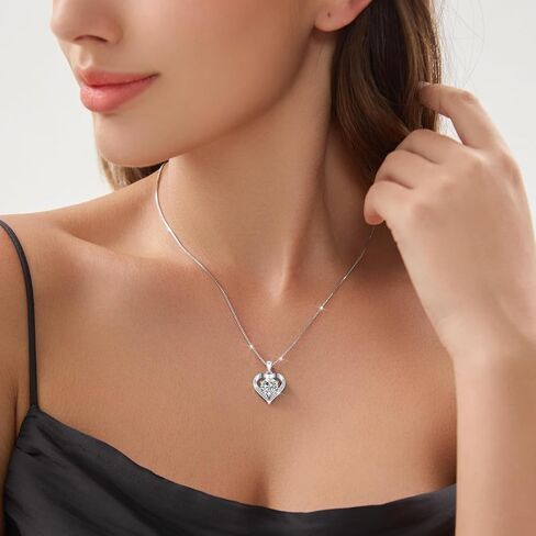 DALOJOE Moissanite Necklace for Women, 1-3 Carat Moissanite Heart Necklace Engraved with 'I LOVE YOU', Birthday Gift for Wife, Anniversary Present for Women, Jewelry Gift for Girlfriend Mom Girls in Saudi Arabia