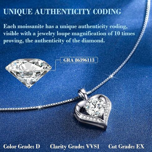 DALOJOE Moissanite Necklace for Women, 1-3 Carat Moissanite Heart Necklace Engraved with 'I LOVE YOU', Birthday Gift for Wife, Anniversary Present for Women, Jewelry Gift for Girlfriend Mom Girls in Saudi Arabia