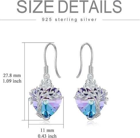 TOUPOP Heart Tree of Life Urn Necklace&Earrings with Purple Crystal Jewelry Gifts for Women Girls in Saudi Arabia