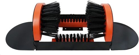 Zeluga 26-387 Portable Hardwood Construction and Metal Frame Boot Scraper and Scrubber, Black/Orange in Kuwait