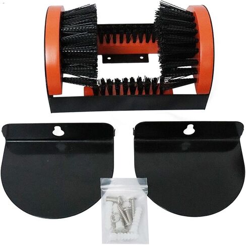 Zeluga 26-387 Portable Hardwood Construction and Metal Frame Boot Scraper and Scrubber, Black/Orange in Kuwait