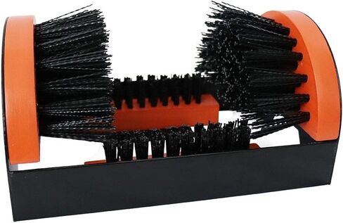 Zeluga 26-387 Portable Hardwood Construction and Metal Frame Boot Scraper and Scrubber, Black/Orange in Kuwait