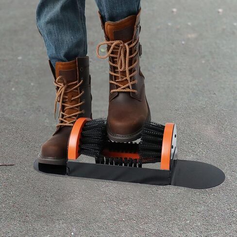 Zeluga 26-387 Portable Hardwood Construction and Metal Frame Boot Scraper and Scrubber, Black/Orange in Kuwait