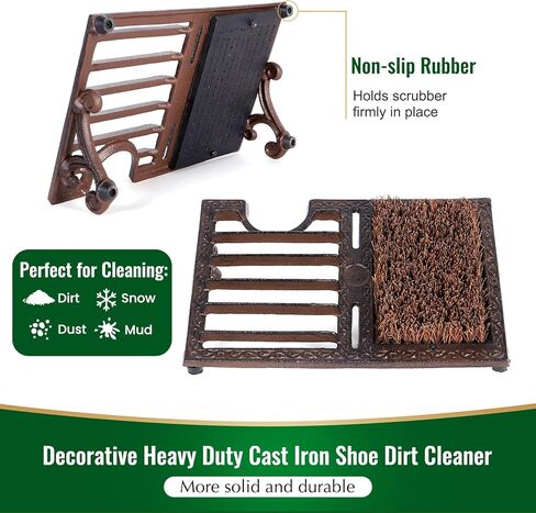 HZE Heavy Duty Cast Iron Boot Brush Outdoor, All Weather Boot Scraper Brush with Vintage Rustic, Angled Design Boot Scrubber Outdoor for Outdoor, Porch, Entryway, Garden in Kuwait