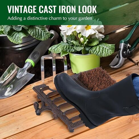 HZE Heavy Duty Cast Iron Boot Brush Outdoor, All Weather Boot Scraper Brush with Vintage Rustic, Angled Design Boot Scrubber Outdoor for Outdoor, Porch, Entryway, Garden in Kuwait