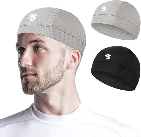 Seektop 2 Pack Skull Cap Helmet Liner for Men, Cycling Running Sweat Wicking Skullcap Beanie, Fits Under Helmets in Kuwait