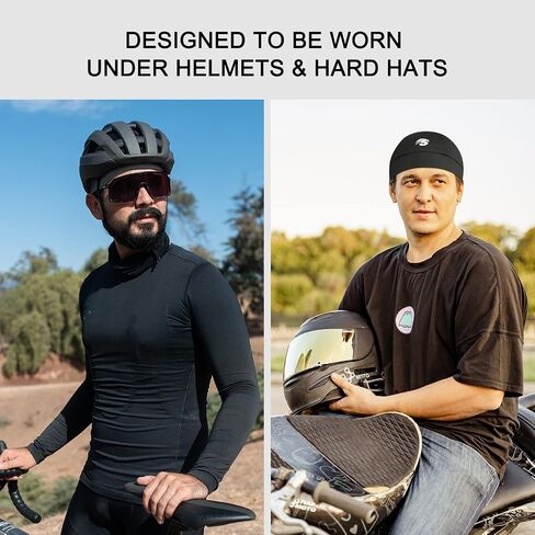 Seektop 2 Pack Skull Cap Helmet Liner for Men, Cycling Running Sweat Wicking Skullcap Beanie, Fits Under Helmets in Kuwait