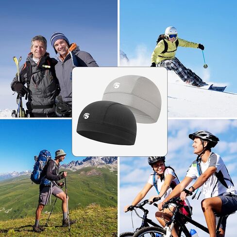 Seektop 2 Pack Skull Cap Helmet Liner for Men, Cycling Running Sweat Wicking Skullcap Beanie, Fits Under Helmets in Kuwait