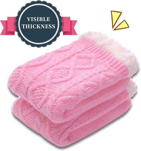 SDBING Women's Slipper Socks with Grippers Soft Cozy Fleece Lined Socks Winter Warm Fuzzy Non Slip Socks for Women in Kuwait