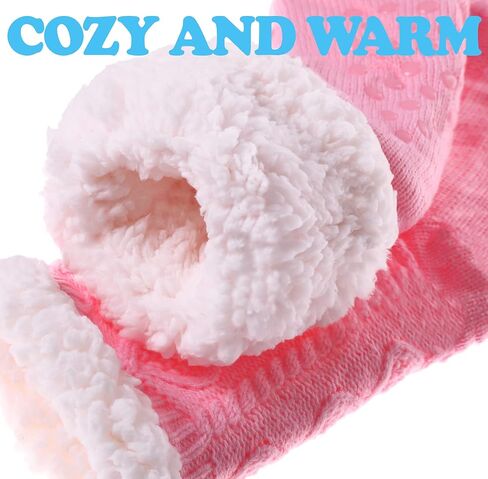 SDBING Women's Slipper Socks with Grippers Soft Cozy Fleece Lined Socks Winter Warm Fuzzy Non Slip Socks for Women in Kuwait