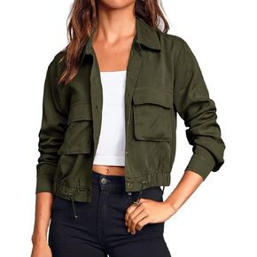 سترة فضفاضة غير رسمية للنساء من BUNSLOOM، نمط صيد عسكري، سترة مخصرة كبيرة الحجم، معطف أنوراك مع جيوب in Kuwait