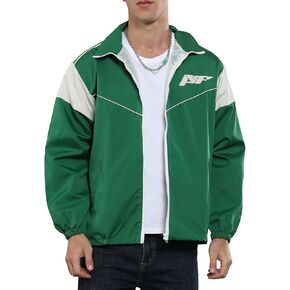 Yimoon Men's Y2k Jacket Zip Up Lightweight Oversized Vintage Varsity Jacket Windbreaker Patchwork College Outerwear in Kuwait