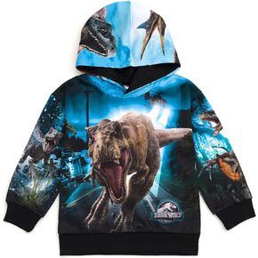 Jurassic World Jurassic Park Blue T-Rex Fleece Pullover هوديي من طفل صغير إلى طفل كبير in Kuwait