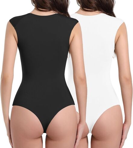 WAYMAKER Womens Sleeveless Bodysuits Square Neck Sexy Going Out Tank Tops Body Suit in Kuwait