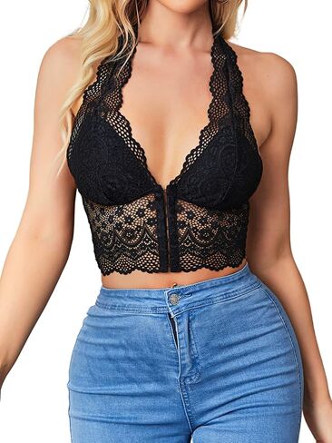 Kaei&Shi الخروج، هالتر ديب V، الدانتيل Racerback، الأزهار بوستير Bralette in Saudi Arabia