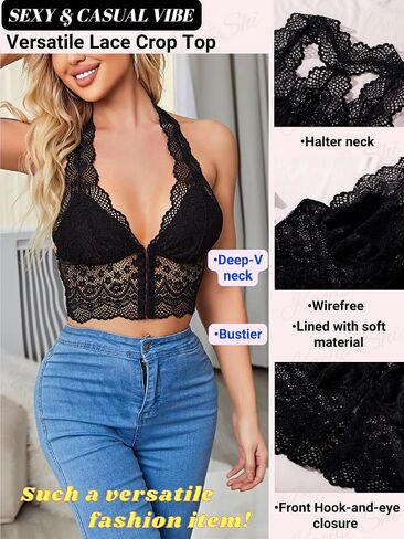 Kaei&Shi الخروج، هالتر ديب V، الدانتيل Racerback، الأزهار بوستير Bralette in Saudi Arabia